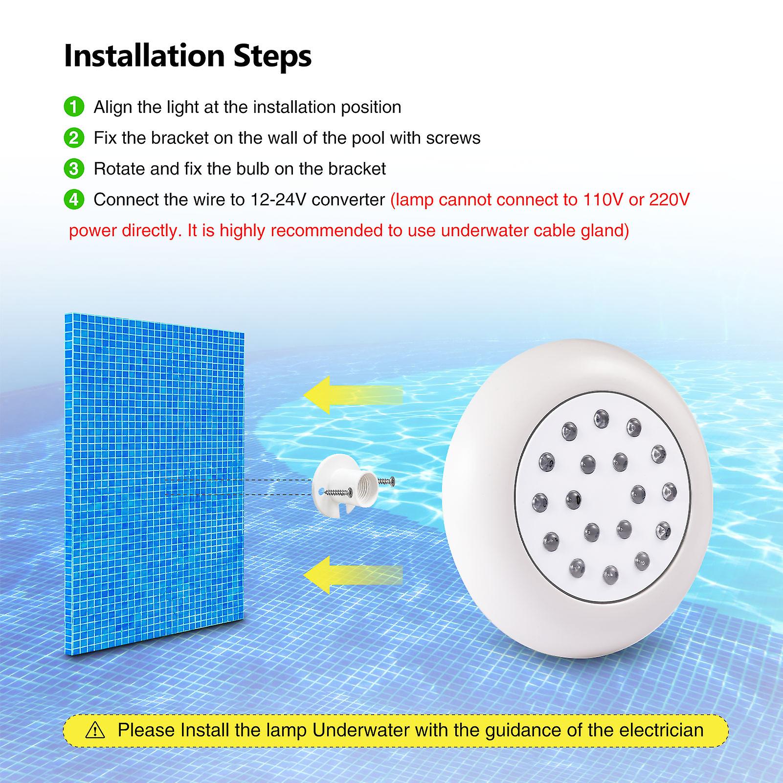 Dc12v 12w Led Pool Lights，rgb Color Changing Pool Lights Swimming Pool Light Inground Underwater Lights For Pool Pond Bathtub Hot Tub Party No.230150