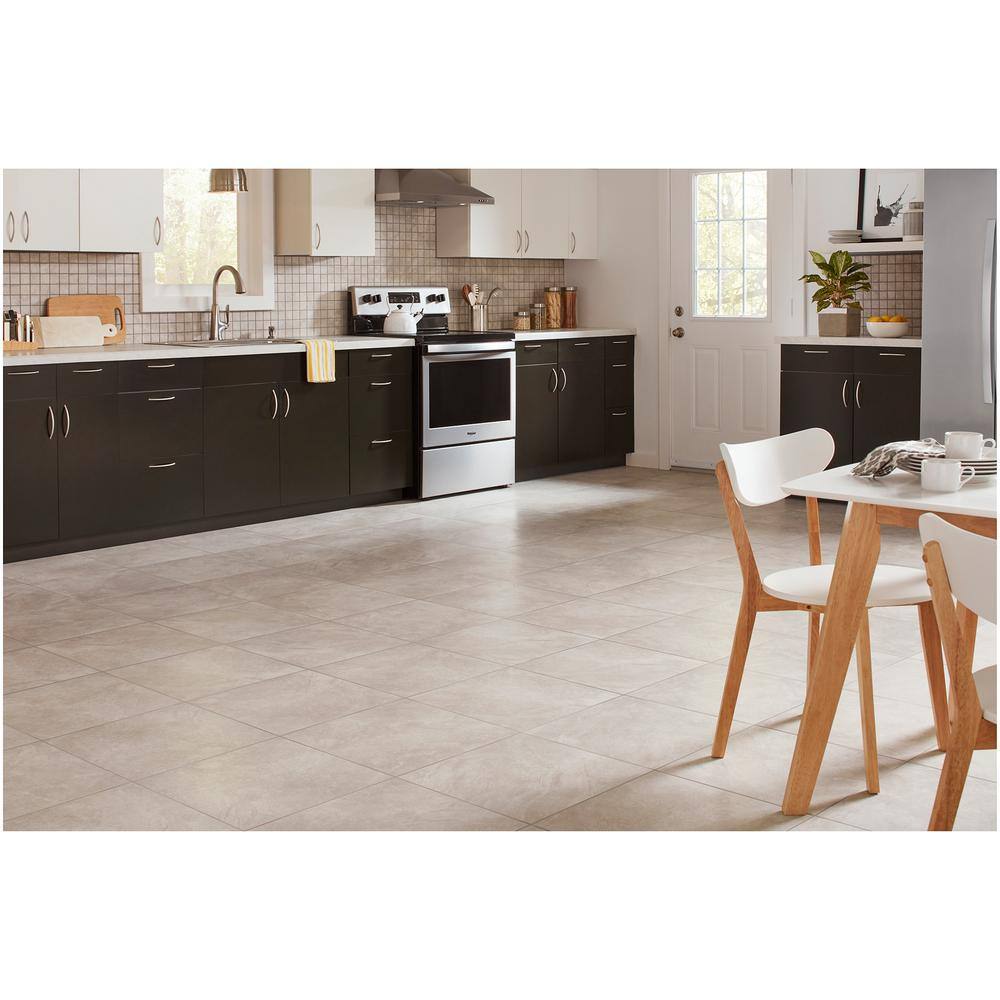 TrafficMaster Portland Stone Gray 18 in. x 18 in. Glazed Ceramic Floor and Wall Tile (17.44 sq. ft.  case) ULMK18181PV