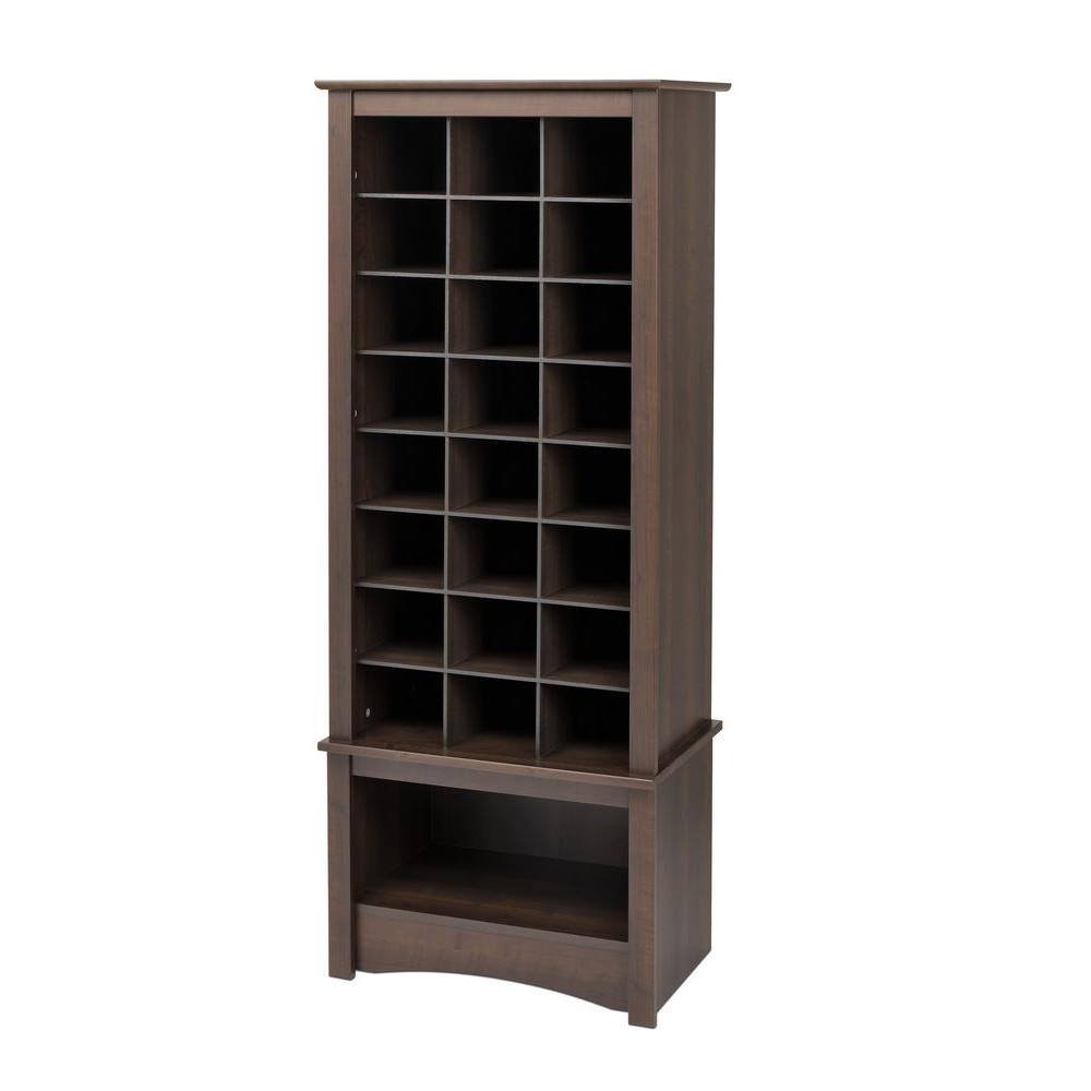 Prepac 61.25 in. H x 24.75 in. W x 15.75 in. D Dark Brown Wood Look 24-Cube Organizer EUSR-0008-1