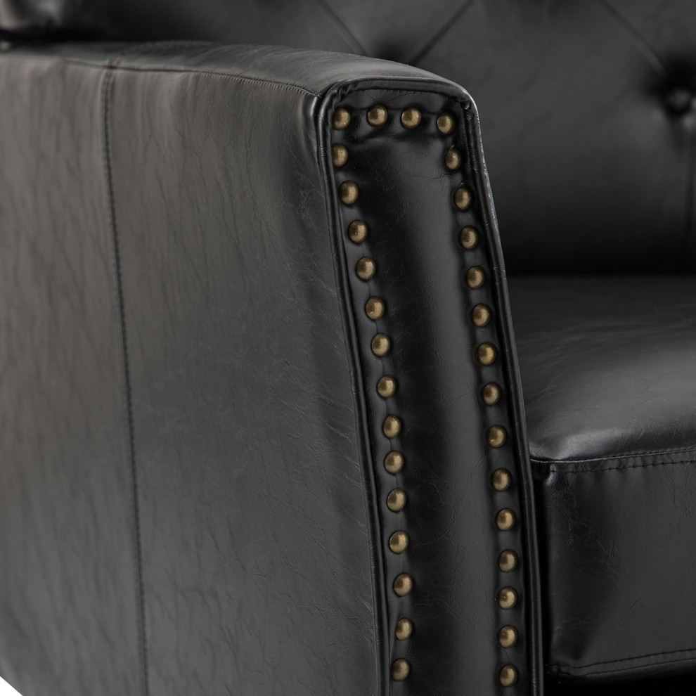 Vegan Leather Armchair With Nailhead Trim Set of 2   Contemporary   Armchairs And Accent Chairs   by Karat Home  Houzz