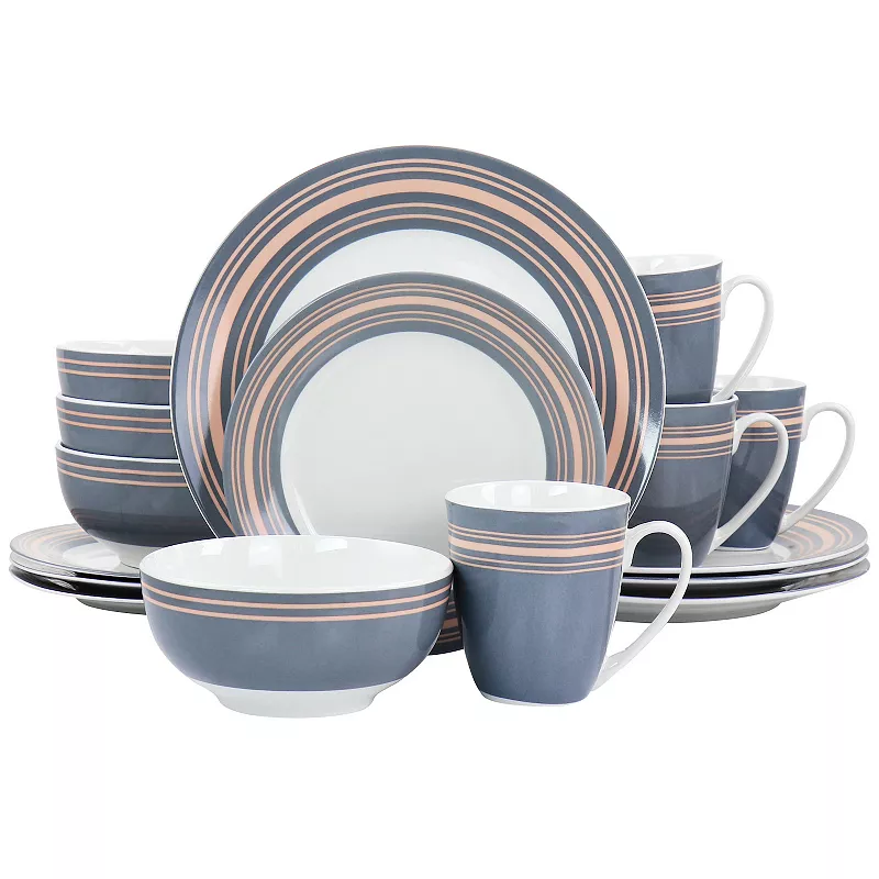 Gibson Home Silver Wind 16 Piece Fine Ceramic Dinnerware Set