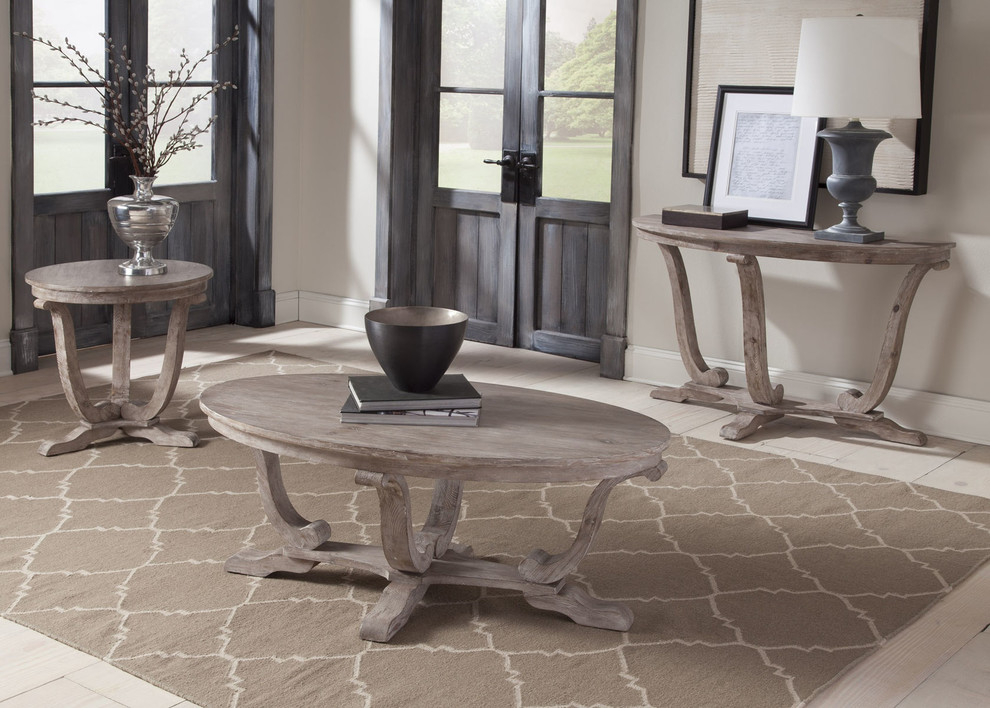 Liberty Furniture Graystone Mill Sofa Table  Stone White   Farmhouse   Console Tables   by Emma Mason  Houzz