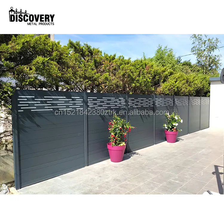 factory custom high quality modern metal garden fence privacy horizontal aluminum fence panels