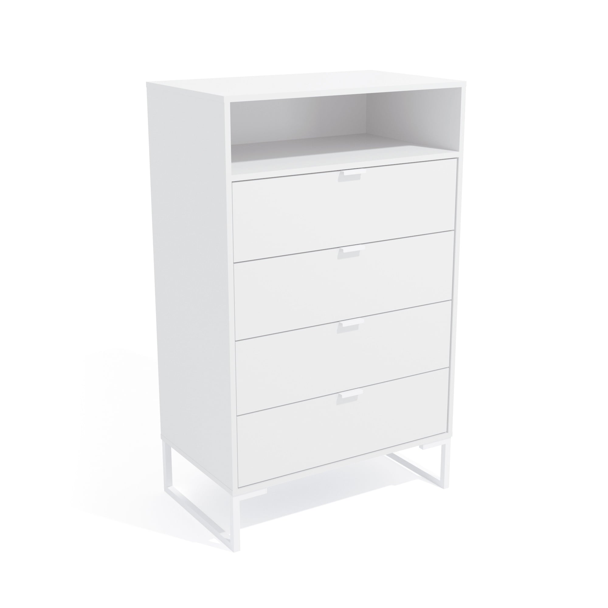 New Collins Tall Vertical Dresser with 4 Drawers, White Finish