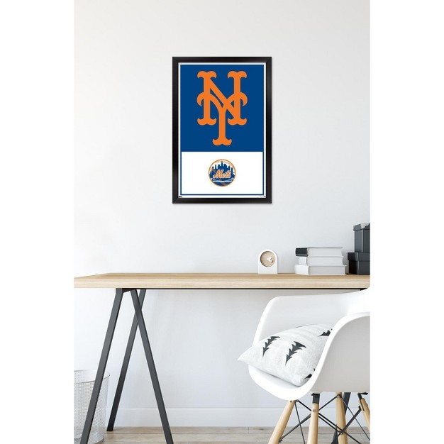 Trends International Mlb New York Mets Logo 22 Framed Wall Poster Prints