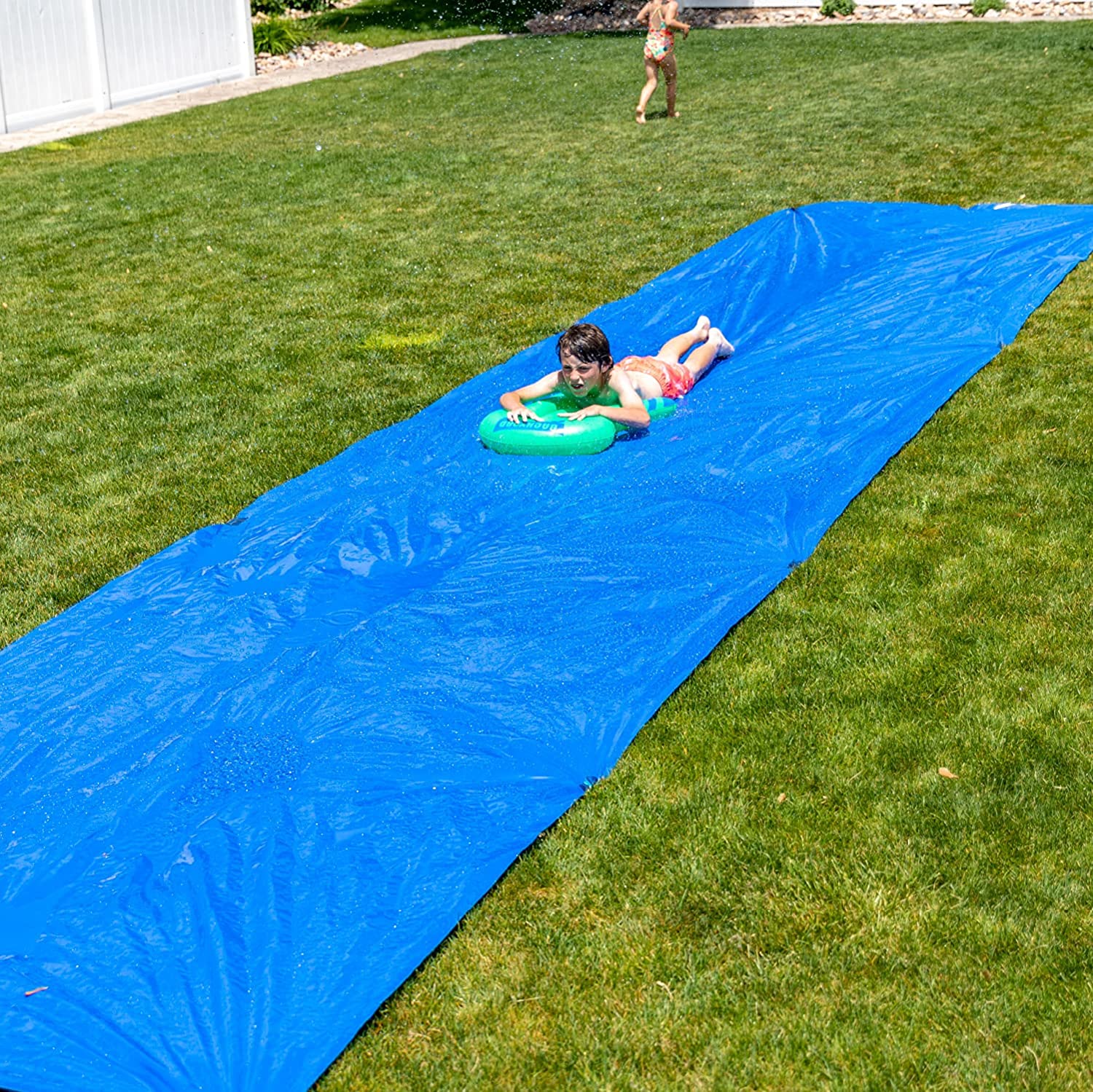 Intera - 50' X 10' Heavy Duty Waterslide - Includes Rider, Carrying Bag - Extra Thick to Prevent Tears & Rips - Easy to Assemble