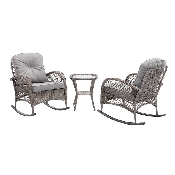 3pcs Outdoor Furniture Modern Wicker rocking chair set - Overstock - 37253099