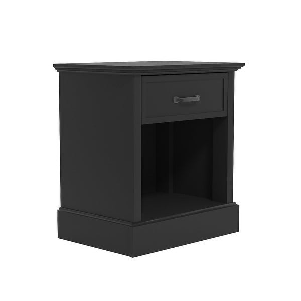 Set of 2 Black Wooden Cabinet Nightstands with Single Drawer 24.25