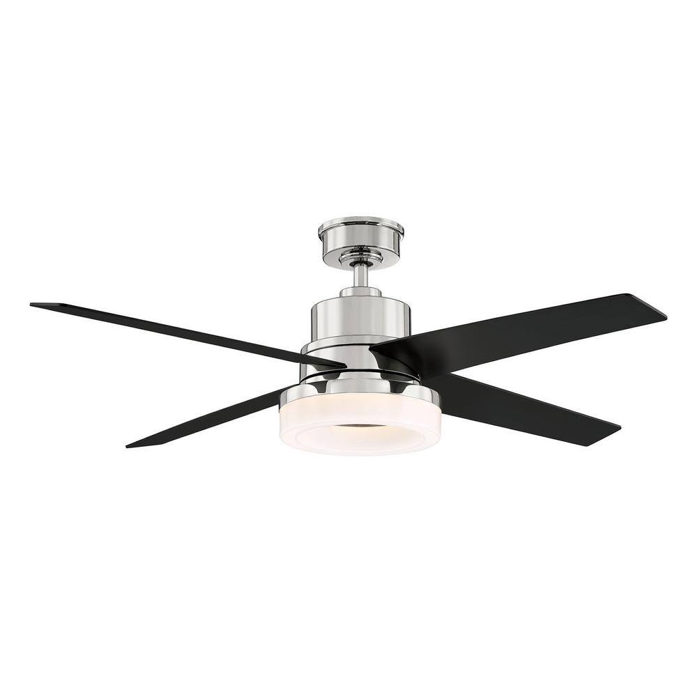 Home Decorators Collection Cityview 54 in. Integrated LED Indoor Polished Nickel Ceiling Fan with Light and Remote Control YG814-PN