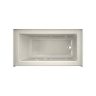 JACUZZI PROJECTA 60 in. x 32 in. Acrylic Right Drain Rectangular Low-Profile AFR Alcove Whirlpool Bathtub with Heater in Oyster R186032WRL1HXY