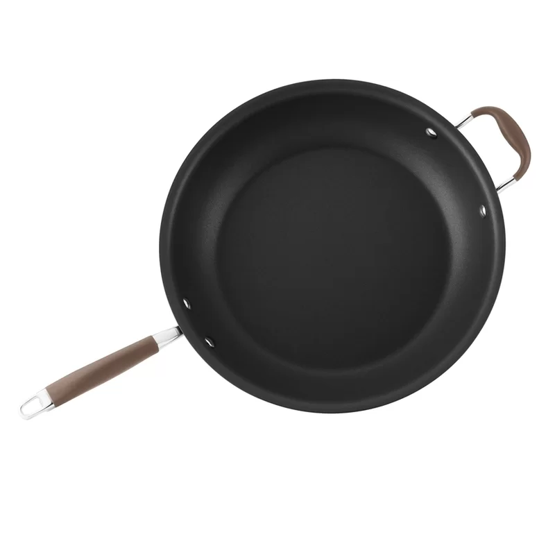 Anolon 84121 Advanced Hard Anodized Nonstick Frying Pan / Fry Pan / Hard Anodized Skillet with Helper Handle - 14 Inch， Brown Bronze