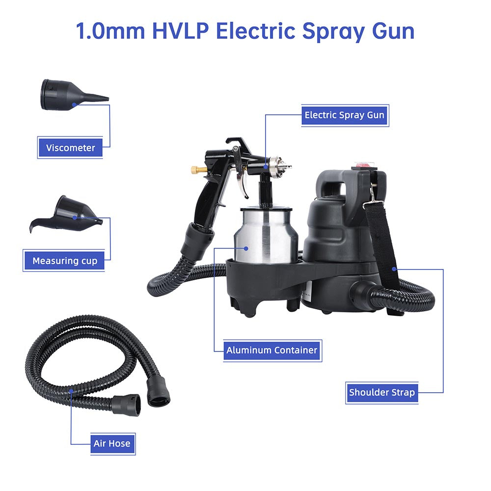 Yescom Automotive Paint Sprayers 1L HVLP Spray Gun Kit w/ Portable Compressor