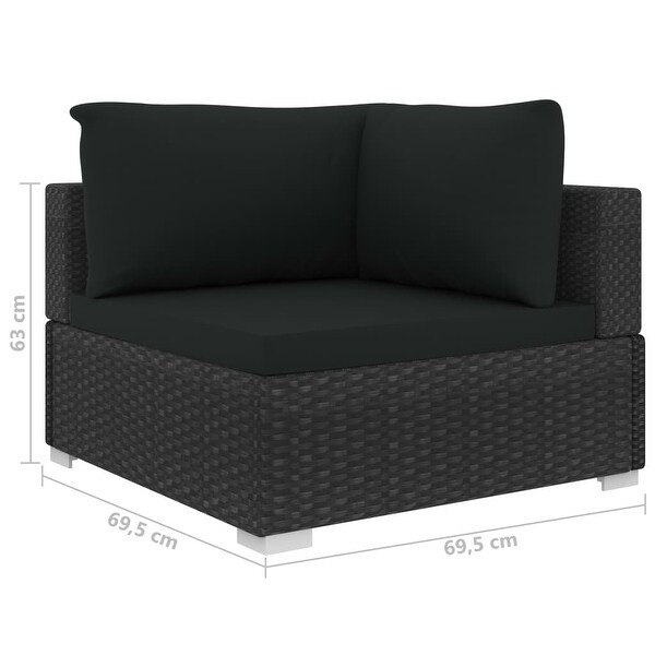 10 Piece Patio Lounge Set with Cushions Poly Rattan Black - Overstock - 36363632