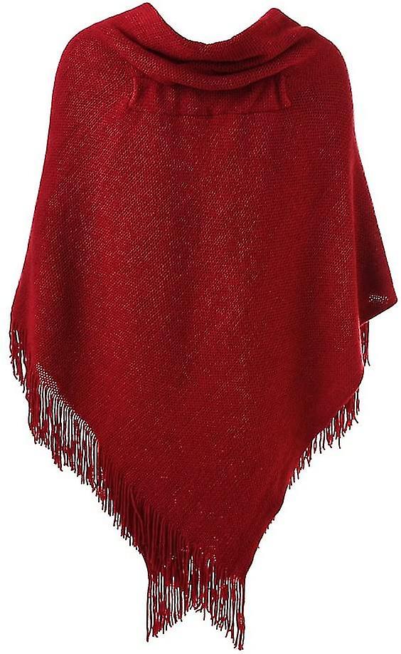 Womens Loose Fitting Cape Shawl With Stylish Horn Buttons. V Neckline