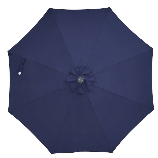 9 x27 X 9 x27 Solar Led Patio Umbrella With Tilt Adjustment And Crank Lift Navy Wellfor