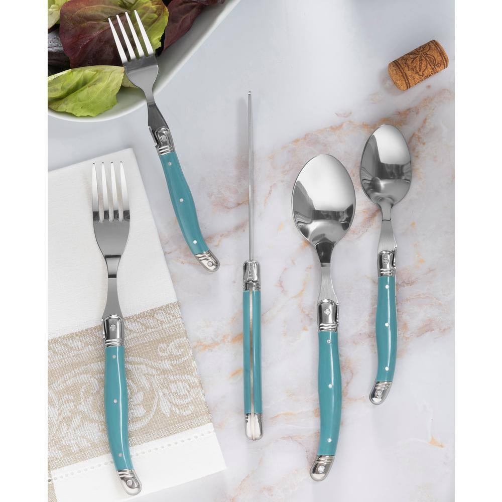 French Home Laguiole 20-Piece Aegean Teal Stainless Steel Flatware Set (Service for 4) LG132