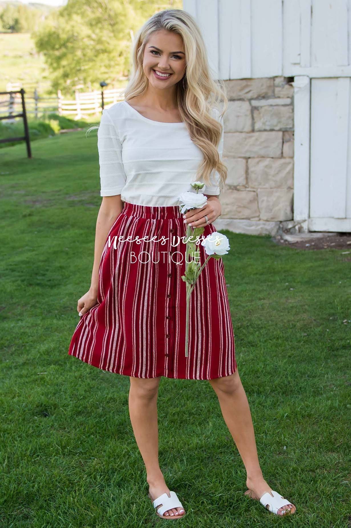 Burst Of Joy Striped Button Skirt