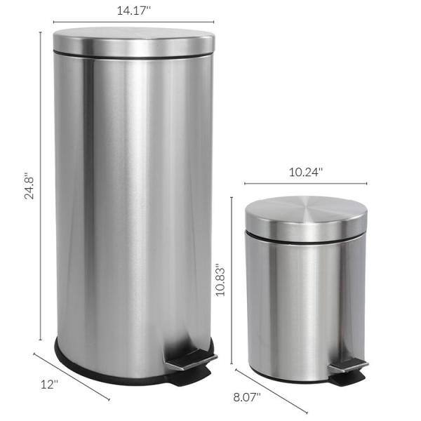 happimess Oscar 8 Gal. Step-Open Stainless Steel Trash Can with Free Mini Trash Can HPM1000A