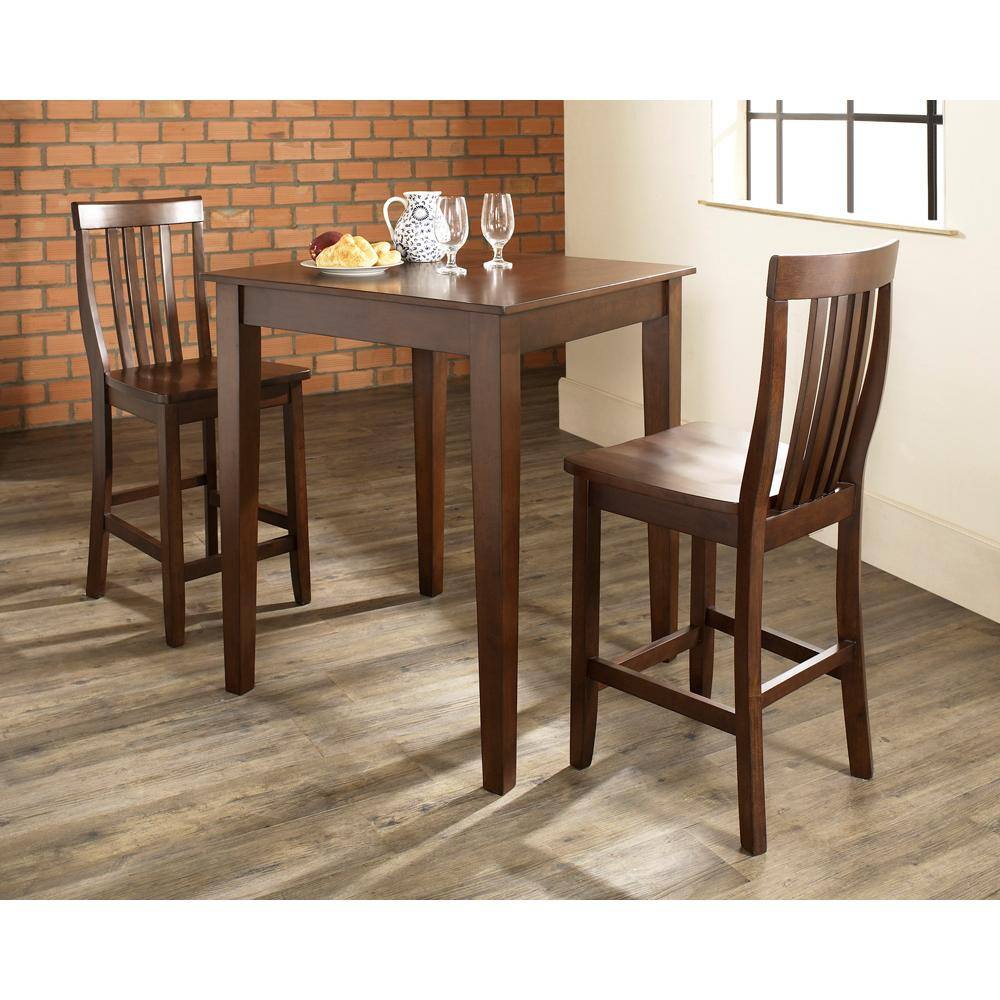 CROSLEY FURNITURE 3-Piece Mahogany with School House Stools Pub Dining KD320007MA