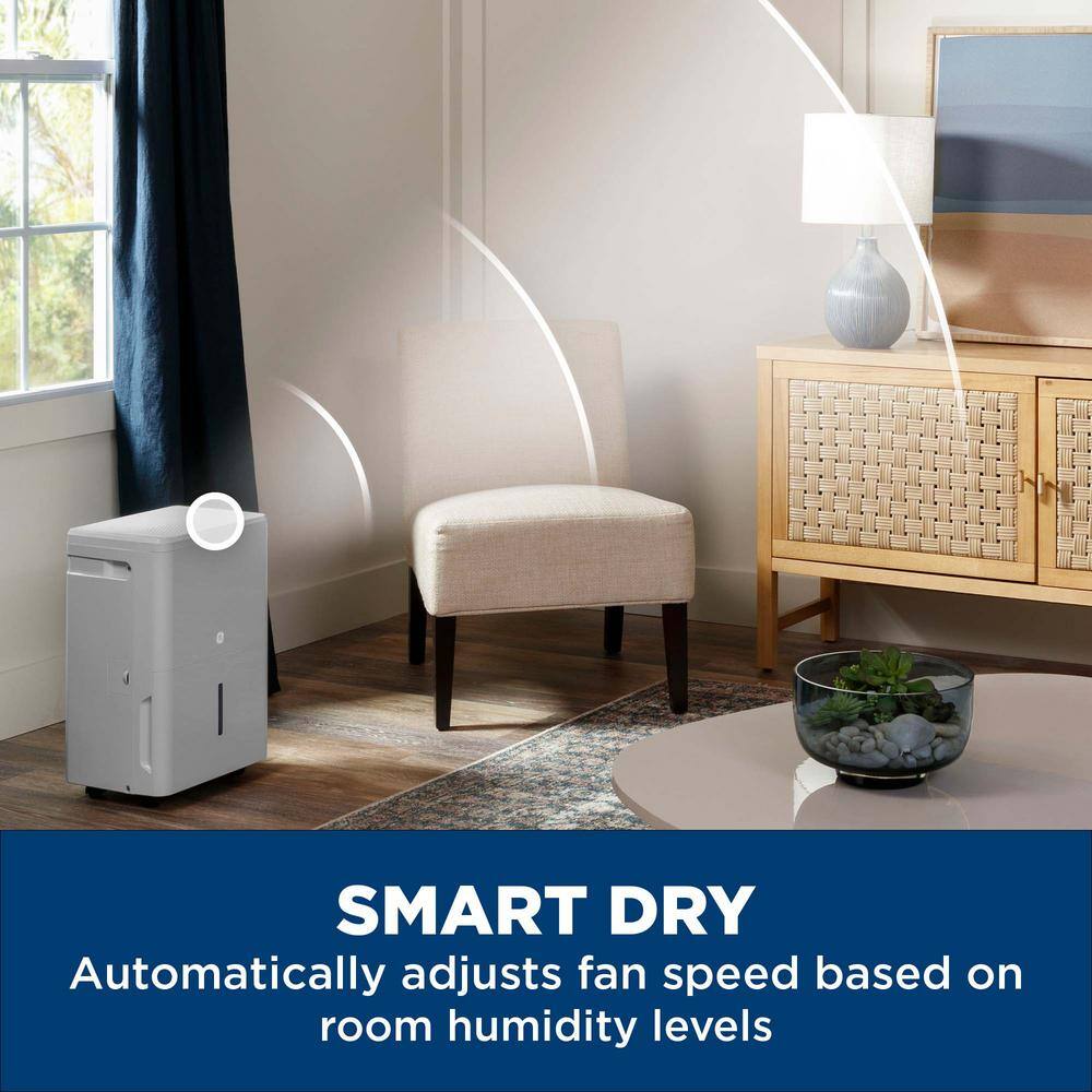 GE 50-Pint Dehumidifier for Basement Garage or Wet Rooms up to 4500 sq. ft. in Grey Smart Dry ENERGY STAR ADHL50LB