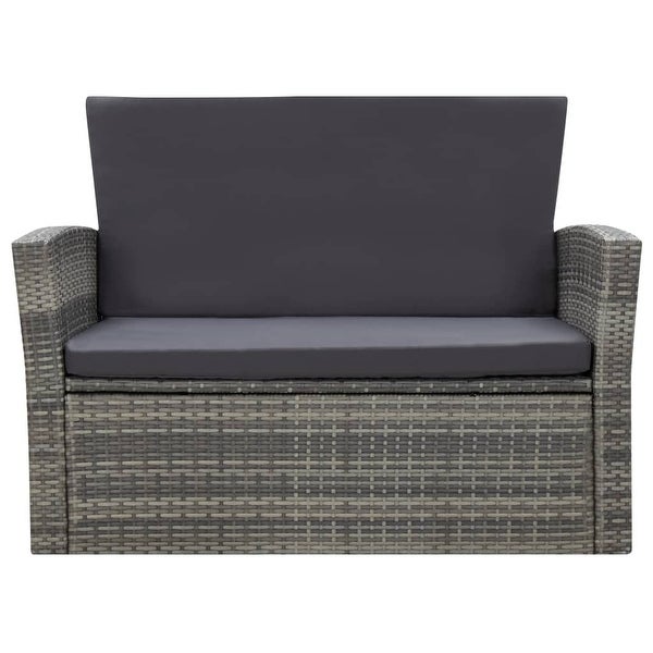 4 Piece Patio Lounge Set with Cushions Poly Rattan Gray - Overstock - 36363827