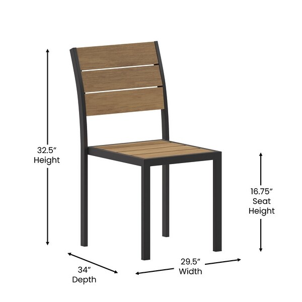 Commercial Grade Outdoor Faux Teak Armless Patio Dining Chair