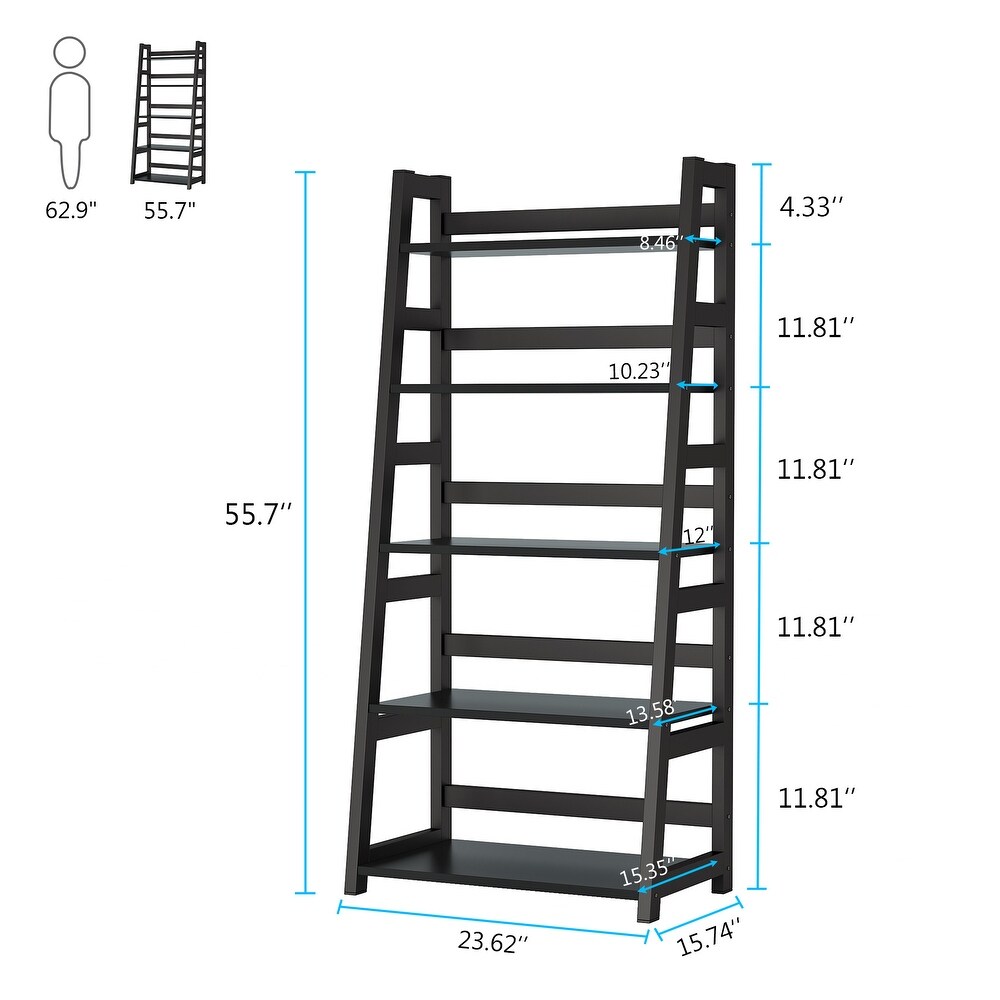 5 Tier Ladder Shelves  Bookshelf Bookcase for Living Room