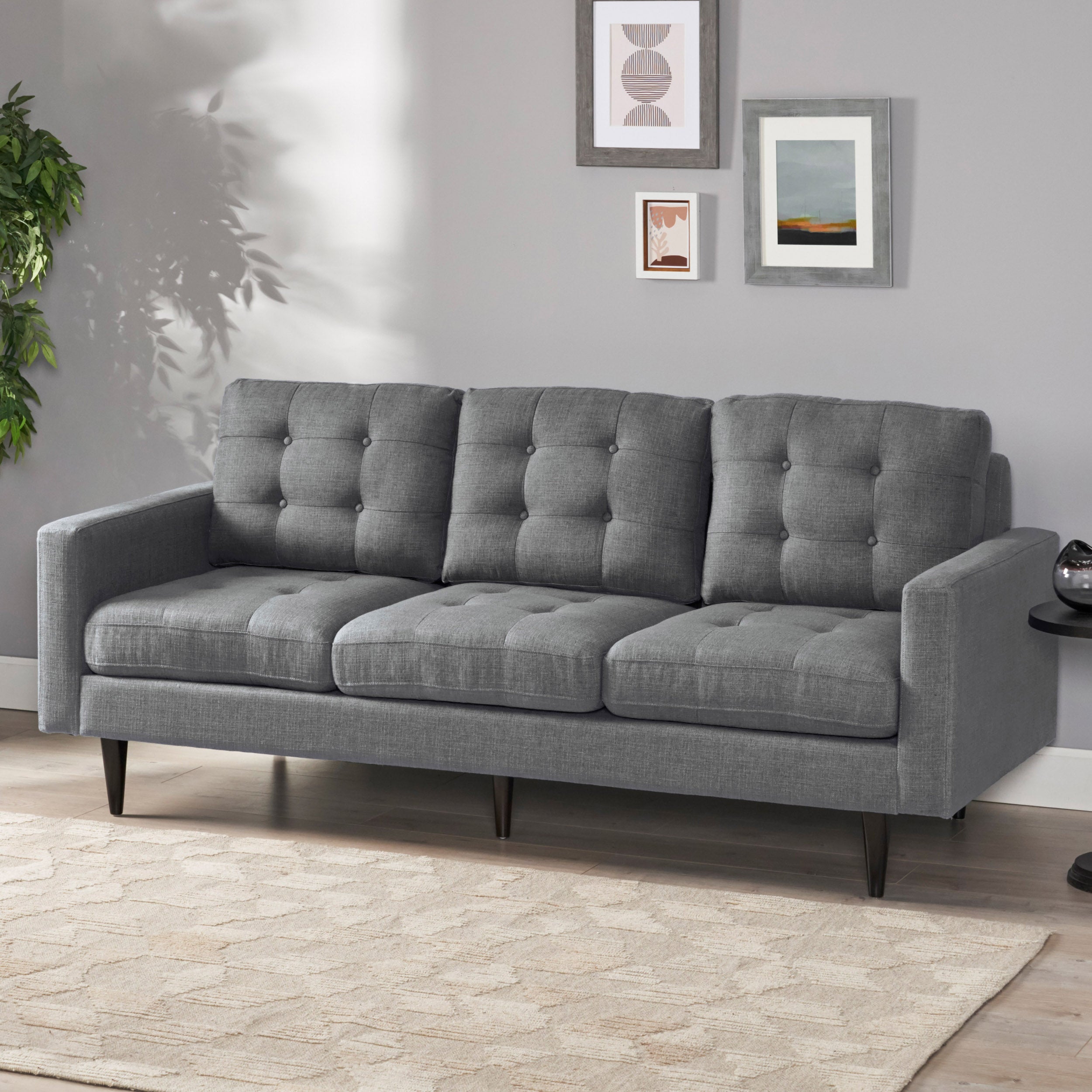 Ayumi Contemporary Tufted Fabric 3 Seater Sofa