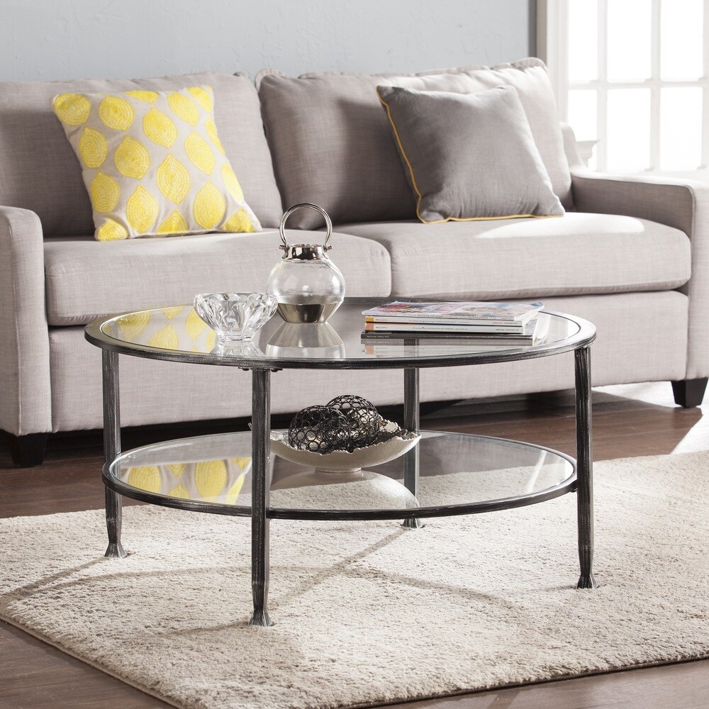 SEI Furniture Glenn Metal/ Glass Round Coffee Table