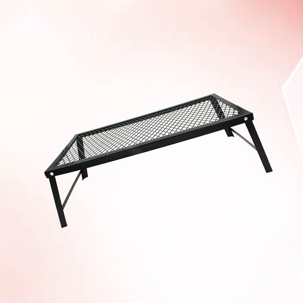 HOMEMAXS Iron Portable Spray Foldable Table for Camping Outdoor Activities Mesh Picnic Barbecue Desk ANti-rust Table (Black)