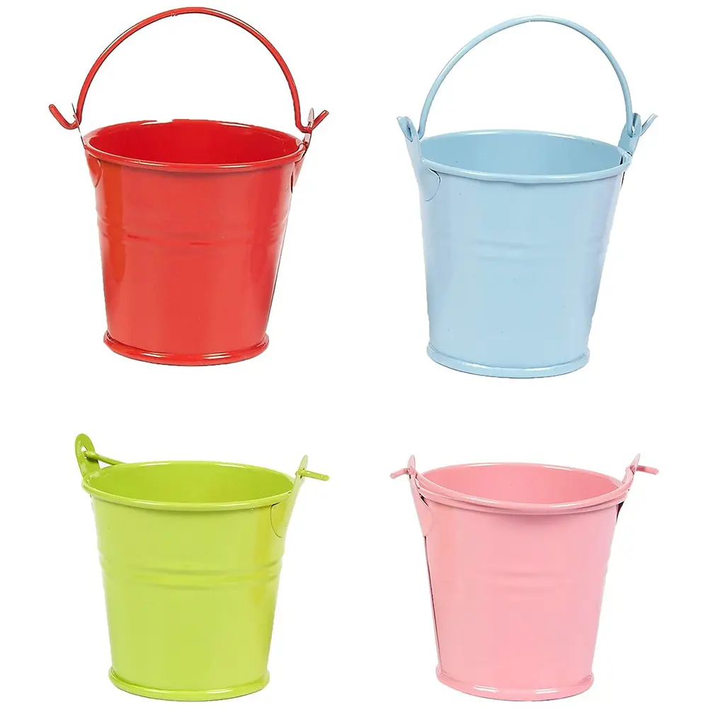 Wholesale round mini Easter egg gift bunny metal bucket with handle cheap garden accept color customization