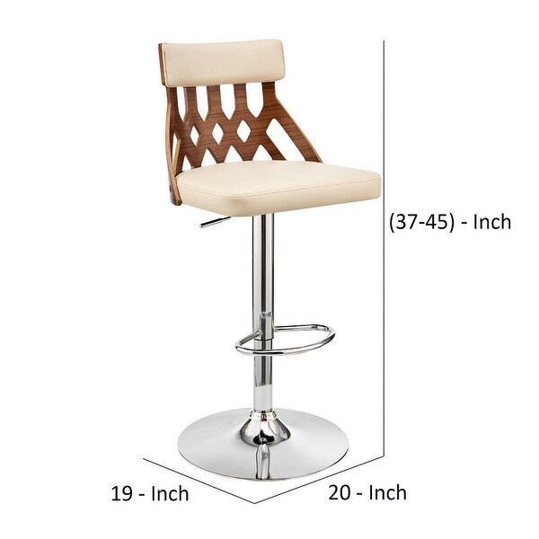 Swivel Barstool with Cut Out Back and Pedestal Base - 20 L X 19 W X 45 H Inches