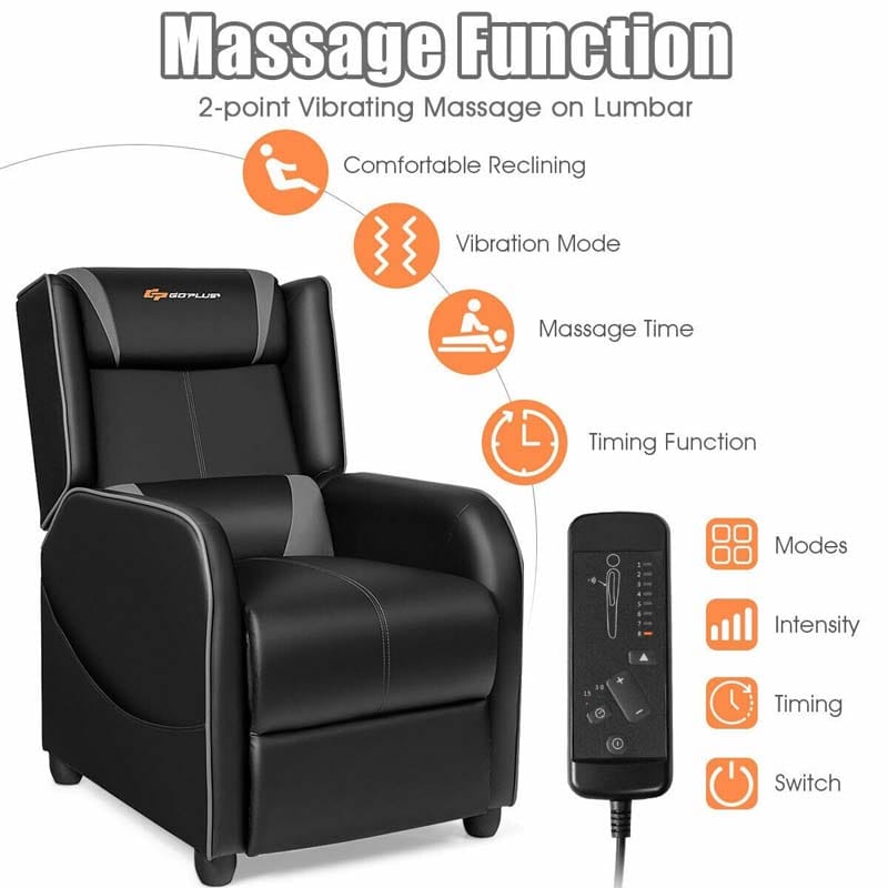 Massage Gaming Recliner Chair, Racing Style PU Leather Gaming Sofa, Living Room Sofa, Lounge Sofa, Home Theater Seat