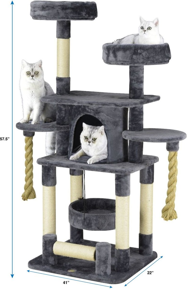 Go Pet Club 57.5-in Faux Fur Cat Tree and Condo