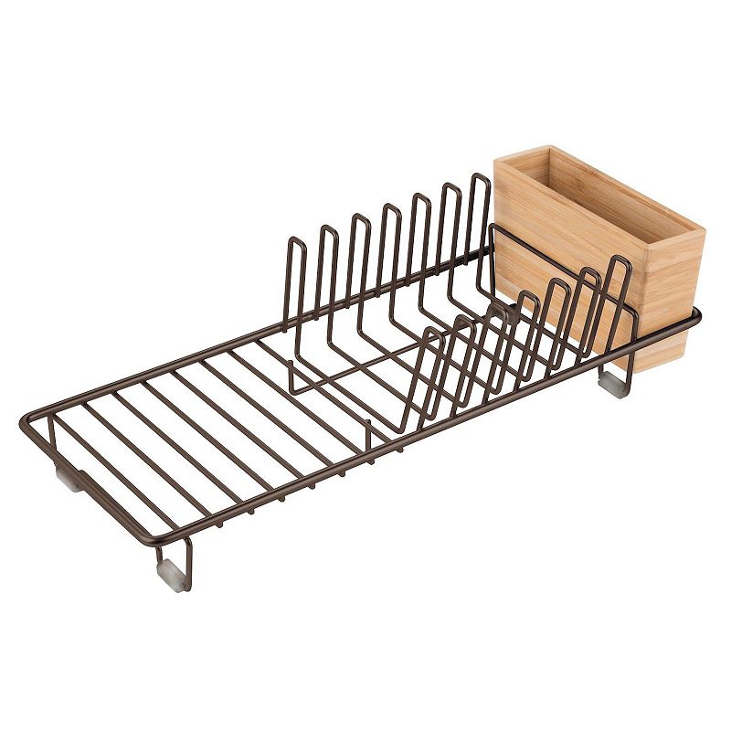 mDesign Compact Countertop， Sink Dish Drying Rack，   Caddy