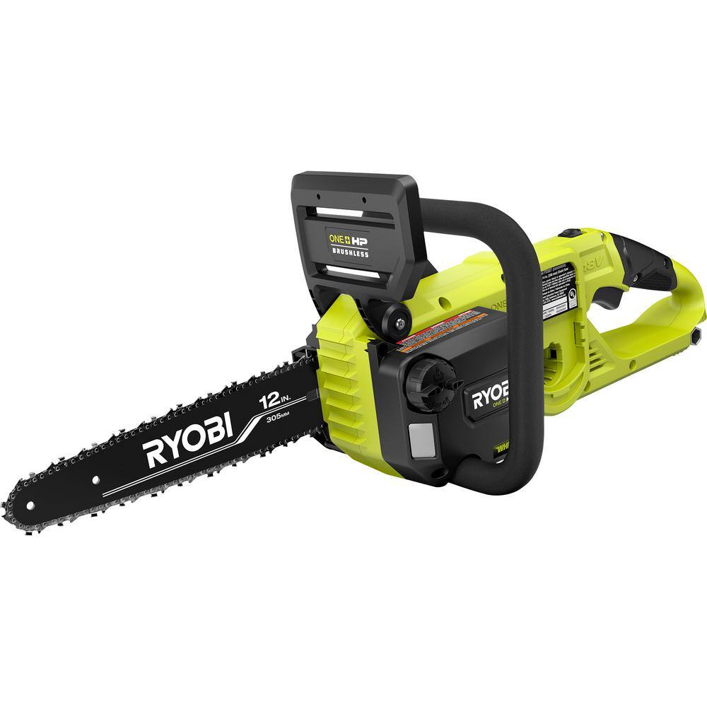 RYOBI ONE+ HP 18V Brushless Whisper Series 12 in. Battery Chainsaw (Tool Only) P2507BTL