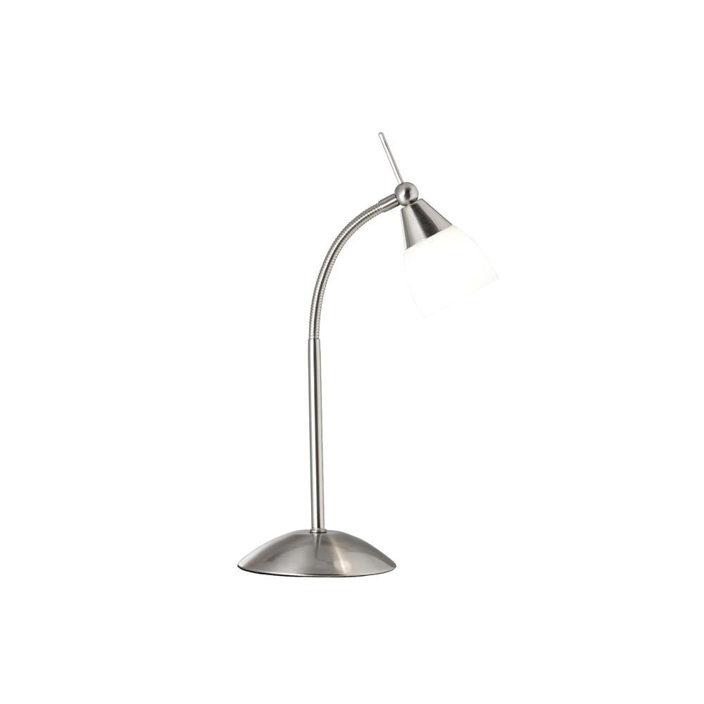 Searchlight 9961SS Satin Chrome Modern Touch Table Lamp with Opal Glass Shade