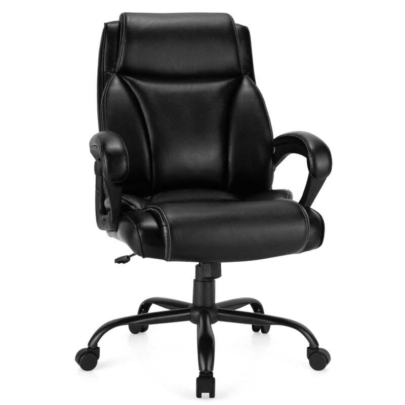 400 LBS Big & Tall Office Chair, Leather High Back Executive Chair, Wide Seat Swivel Computer Task Desk Chair