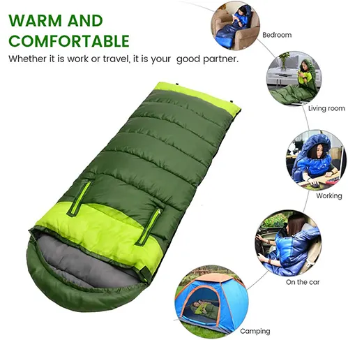 Adult Portable Winter Promotional Price Indoor Envelope Sleeping Bag With Drawstring Hood