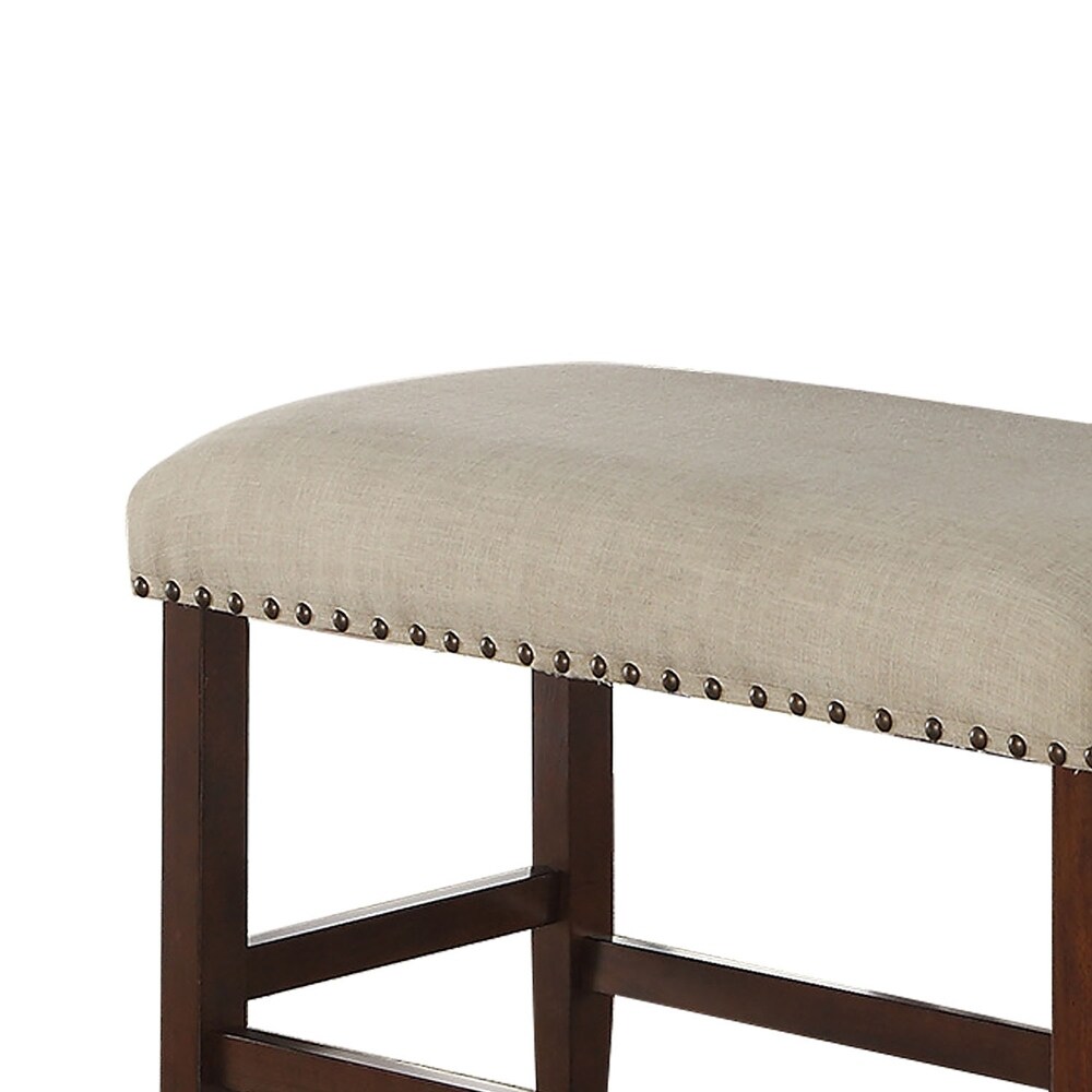 Upholstered Cream Cushion Dining Bench  Cherry Brown