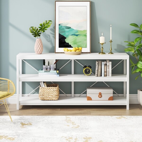 Sofa Console Table， 3 Tiers TV Console Stand， Entryway Table