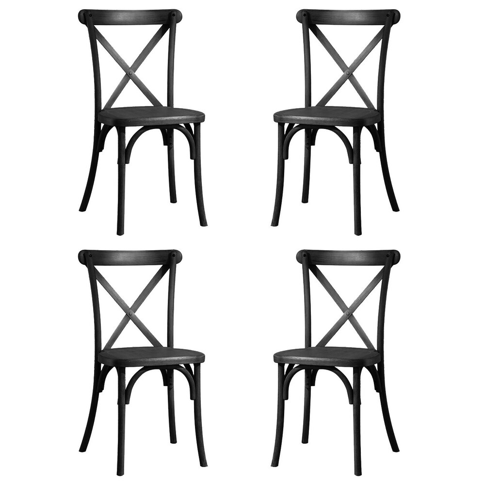 Modern Farmhouse Black/ Natural/ White Resin X Back Side Chair Dinning Chair