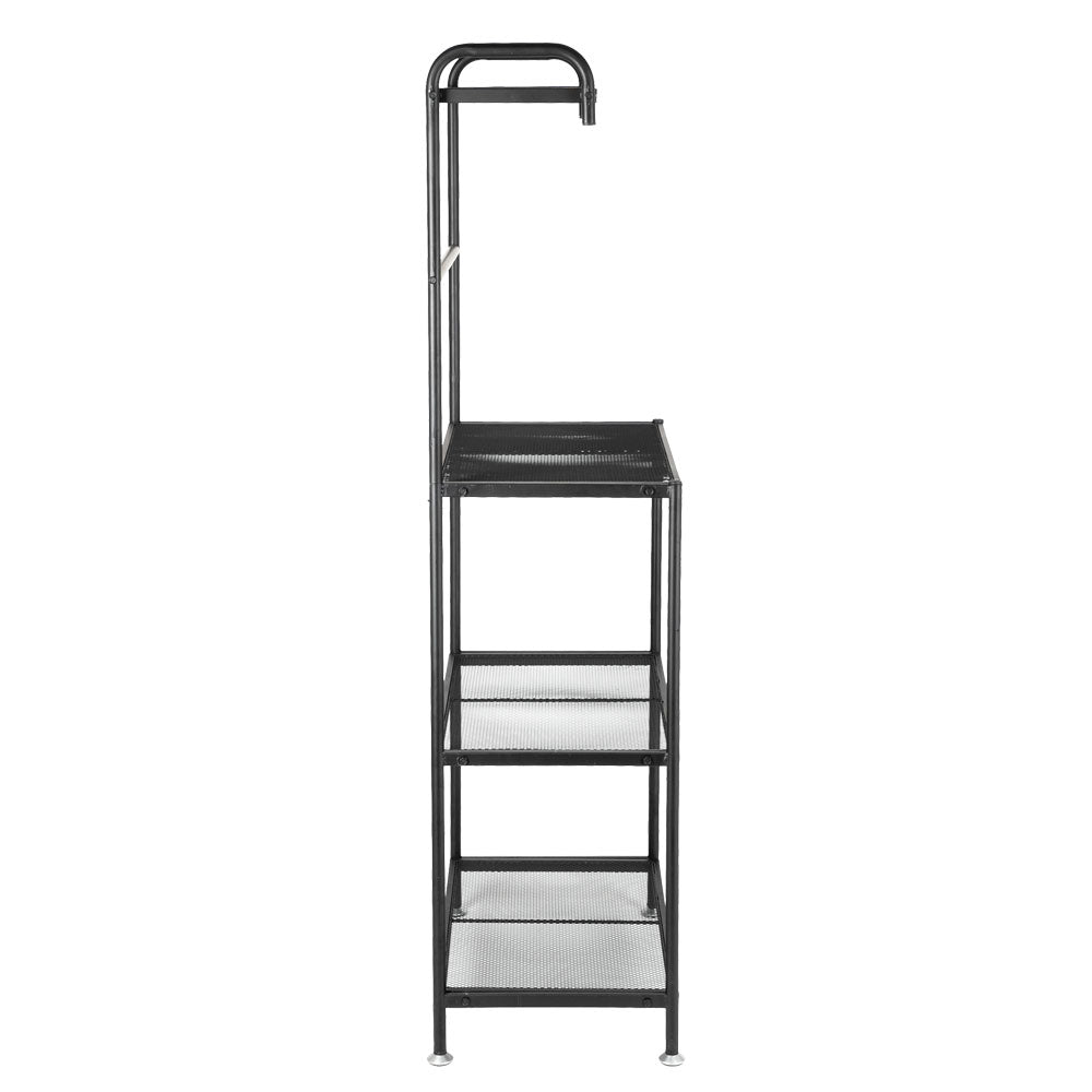 Kshioe 4-Layer Modern Design Black Kitchen Steel Shelf with Microwave Stand Storage Rack