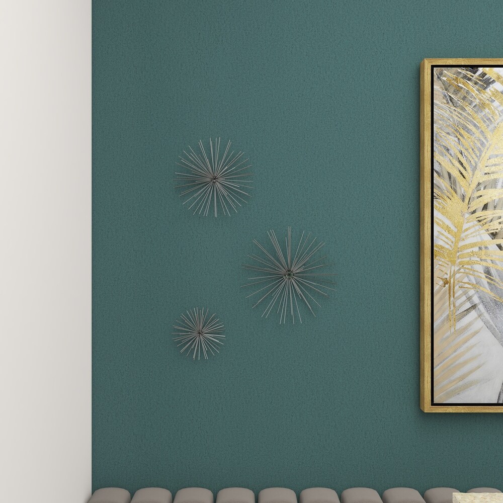 Contemporary Modern Starburst Metal Wall Sculptures Set of 3