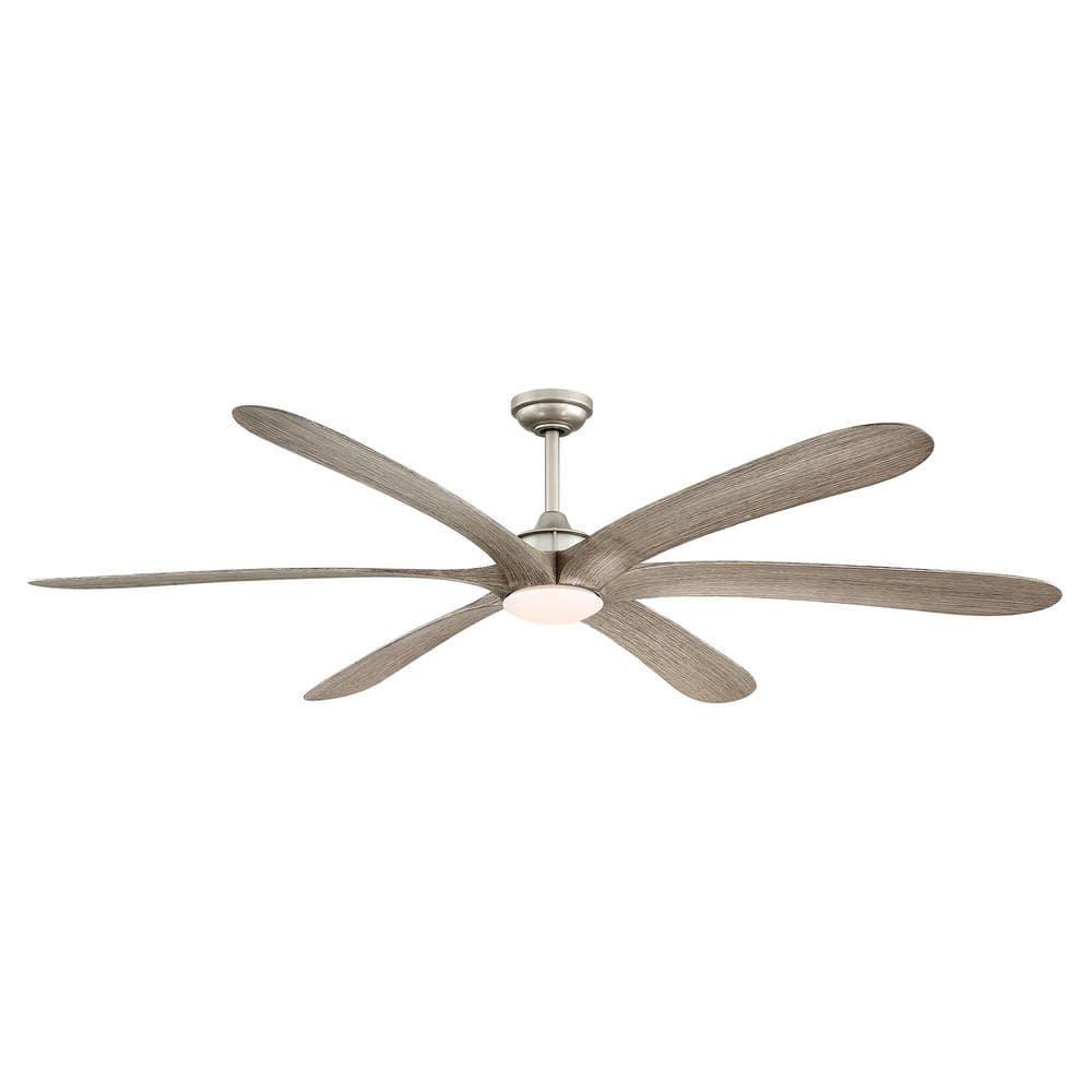 Parrot Uncle Jaydn 72 in Integrated LED Nickel Downrod Mount Ceiling Fan with Light and Remote Control