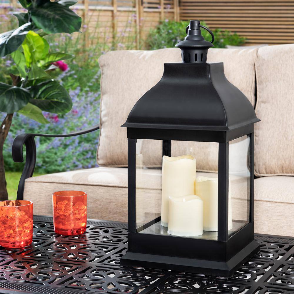 Sunjoy Osborne 20 in. Classic Black Outdoor Battery Powered Lantern D201007407