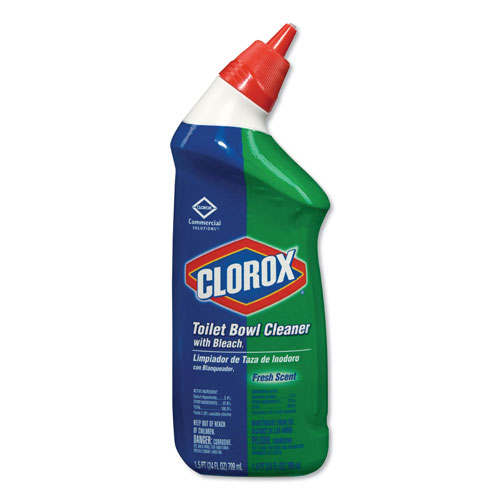 Clorox Toilet Bowl Cleaner with Bleach | Fresh Scent， 24oz Bottle， 12