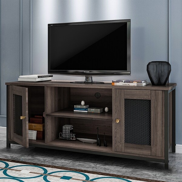 Industrial TV Stand with Storage Shelf