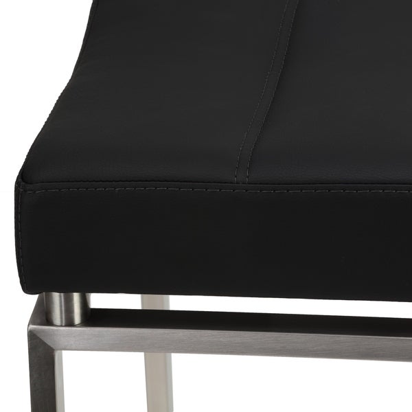 Cortesi Home Isis Counter-Height Stool in Brushed Stainless Steel， Black