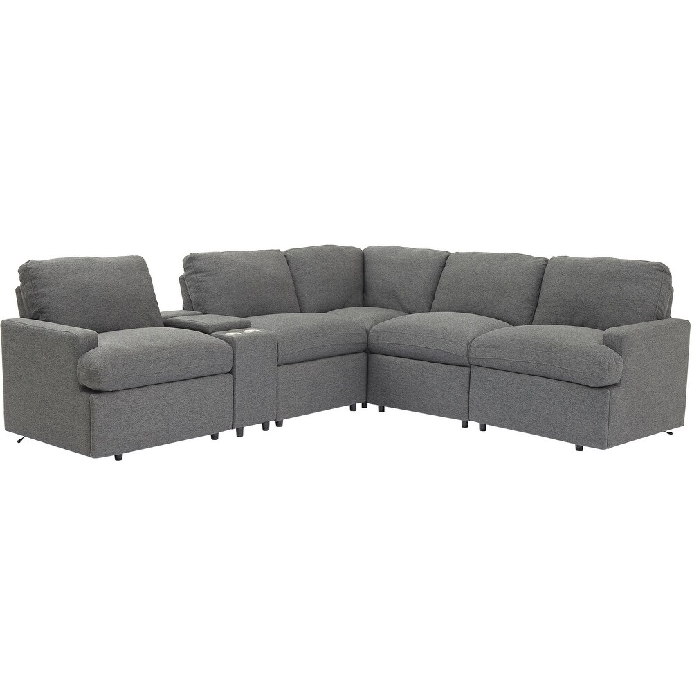 104'' Power Recliner Corner Couch w/ USB Ports and Power Socket  L shape Sectional Sofa Set w/ Storage Box   Cupholders